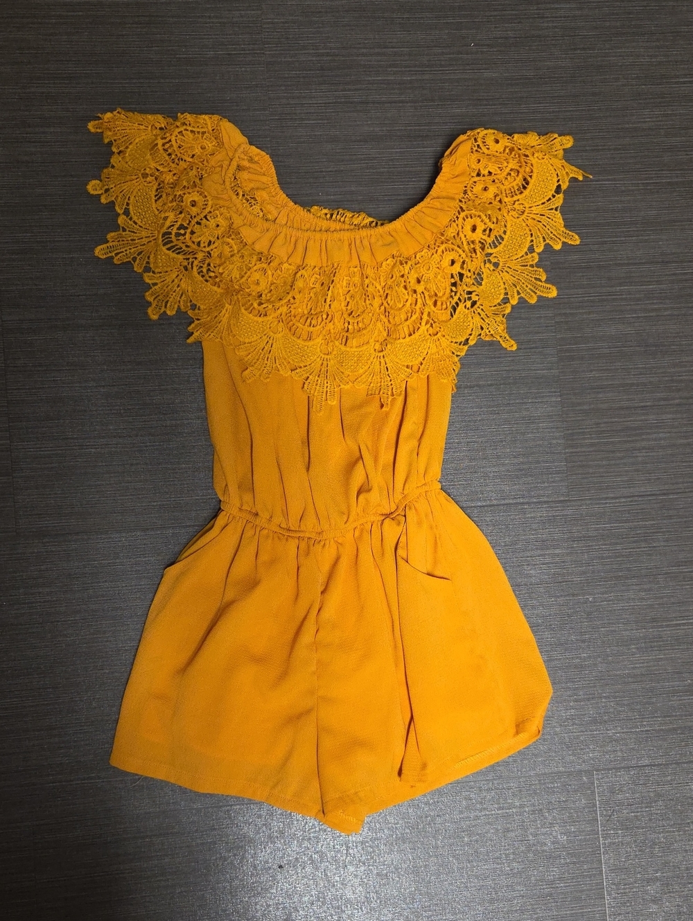 Women’s Yellow Crochet-Trim Off-Shoulder Top